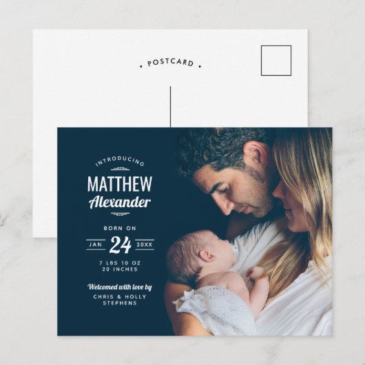 Carte postale Faire-part de naissance de superposi (Devant / Derrière)