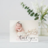 Carte Postale faire-part de naissance de vacances écriture coeur (Debout devant)