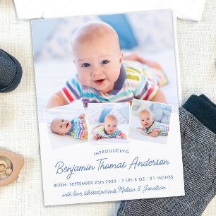 Carte Postale Faire-part de naissance élégant pour nouveau-né av