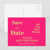 Carte Postale Faire-part de naissance en or rose pour anniversai (Devant / Derrière)