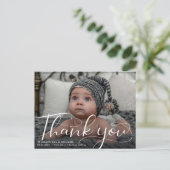 Carte postale faire-part de naissance et Merci (Debout devant)