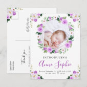 Carte Postale Faire-part de naissance et Merci de photo floraux (Devant / Derrière)