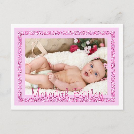 Carte postale Faire-part de naissance fille bébé (Devant)