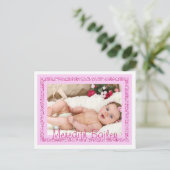 Carte postale Faire-part de naissance fille bébé (Debout devant)
