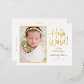 Carte postale Faire-part de naissance Foil Hello W (Recto/Verso)