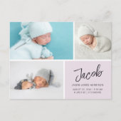 Carte Postale Faire-Part de Naissance Grille de Photos Moderne (Devant)