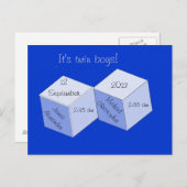 Carte postale - Faire-part de naissance jumeau (Devant / Derrière)