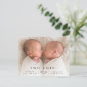Carte Postale Faire-Part de Naissance Jumeaux Photo Mignons Simp (Debout devant)