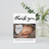 Carte Postale Faire-part de naissance Merci photo de script mode (Debout devant)