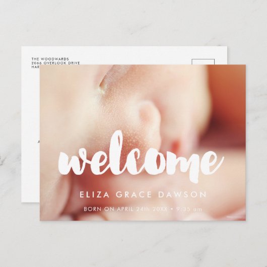 Carte Postale Faire-part de naissance moderne (Devant / Derrière)