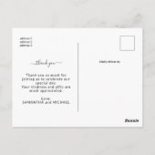 Carte Postale Faire-part de naissance moderne avec script Merci (Dos)