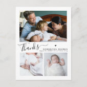 Carte Postale Faire-part de naissance moderne avec script Merci (Devant)
