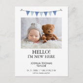 Carte Postale Faire-part de naissance moderne Blue Bund'indicate (Devant)