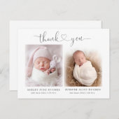 Carte Postale Faire-part de naissance moderne de bébé jumeaux ph (Devant / Derrière)