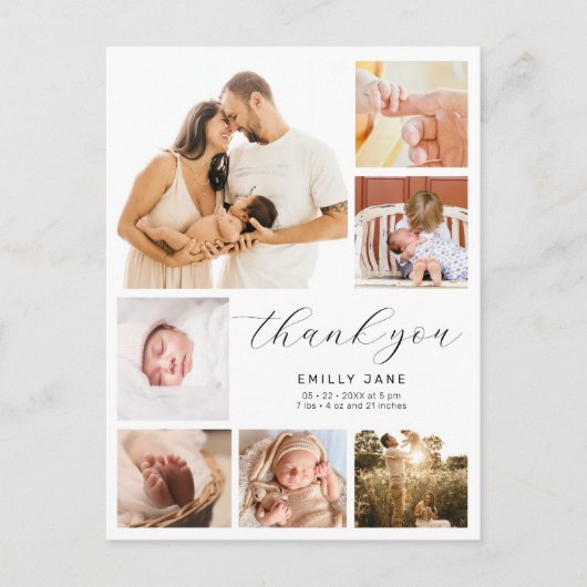 Carte Postale Faire-part de naissance moderne multi 7 collage de (Devant)