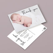 Carte Postale Faire-part de naissance moderne photo bébé écritur