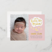 Carte postale Faire-part de naissance Moon Foil (Recto/Verso)