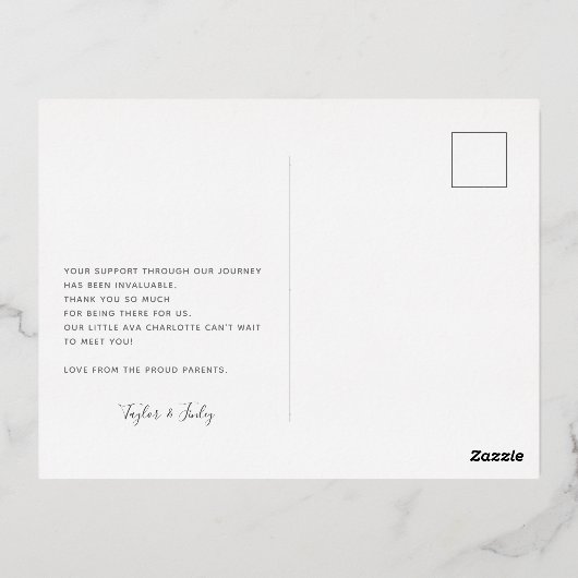 Carte postale Faire-part de naissance personnalisé (Verso)