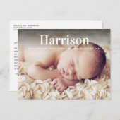 Carte postale Faire-part de naissance personnalisé (Devant / Derrière)