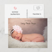 Carte postale Faire-part de naissance photo bébé f (Devant / Derrière)