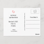 Carte postale Faire-part de naissance photo bébé f (Dos)