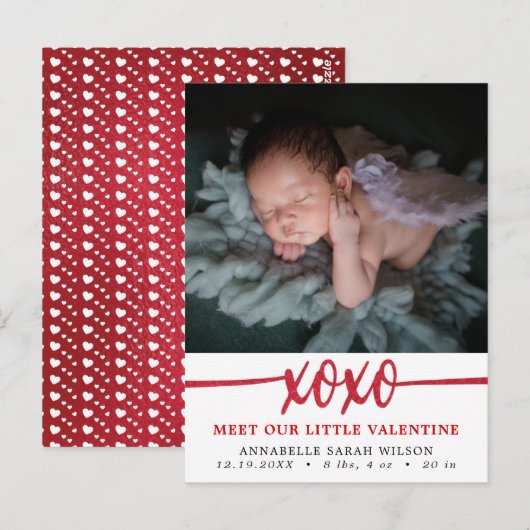 Carte Postale Faire-part de naissance photo de la Saint Valentin (Devant / Derrière)