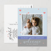 Carte Postale Faire-part de naissance photo Heart Star moderne (Devant / Derrière)