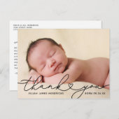 Carte postale Faire-part de naissance photo Merci (Devant / Derrière)