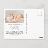 Carte Postale Faire-part de naissance photo moderne minimal (Dos)
