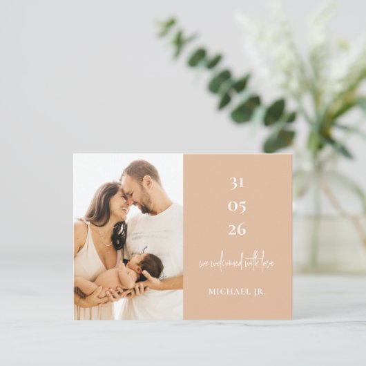 Carte Postale Faire-part de naissance photo personnalisée minima (Debout devant)