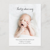 Carte Postale Faire-part de naissance photo Présentation du nouv (Devant)