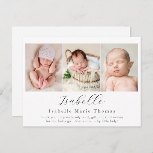 Carte Postale Faire-part de naissance photo simple, écriture de  (Devant / Derrière)