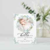 Carte Postale Faire-part de naissance photo verdoyant et Merci (Debout devant)