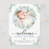 Carte Postale Faire-part de naissance photo verdoyante et Merci (Devant)