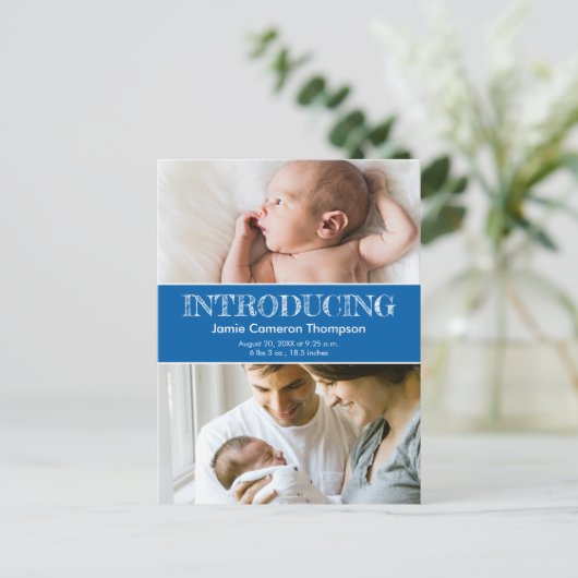 Carte postale Faire-part de naissance pour bébé (Debout devant)