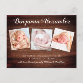 Carte Postale Faire part de naissance rustique 3 Photo Merci Y (Devant)