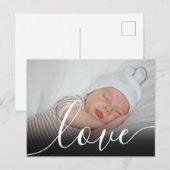 Carte Postale Faire-part de naissance simple bébé écriture manus (Devant / Derrière)