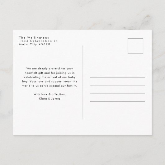 Carte Postale Faire-part de naissance simple et moderne avec pho (Dos)