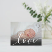 Carte Postale Faire-part de naissance simple photo de bébé écrit (Debout devant)