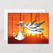 Carte Postale Faire-part de naissance Stork & Baby do-it-yoursel (Devant / Derrière)