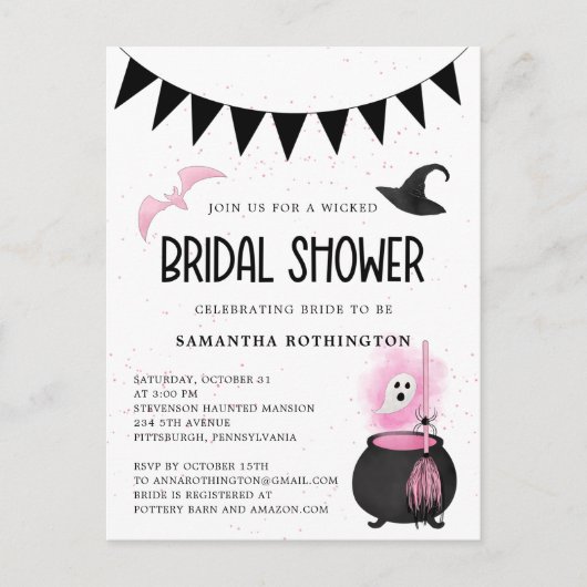 Carte Postale Faire-part de Réception de Mariage pour Halloween (Devant)