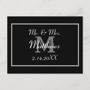 Carte Postale Faire part de remerciement de mariage Monogram noi