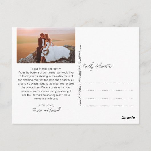 Carte Postale Faire-part de remerciement de mariage Photos Écrit (Dos)