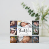 Carte Postale Faire-part de remerciement pour bébé avec un colla (Debout devant)