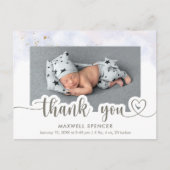 Carte Postale Faire-part de remerciement pour bébé garçon avec p (Devant)