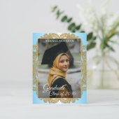 Carte Postale Faire-part de remise de diplôme avec mandala doré  (Debout devant)