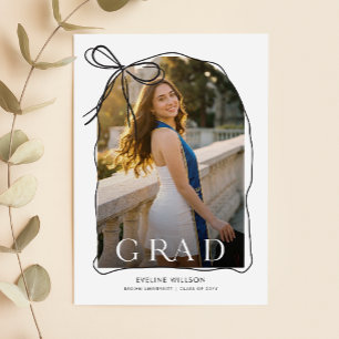 Carte Postale Faire-part de remise de diplôme avec nœud noir et 