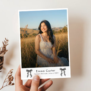 Carte Postale Faire-part de remise de diplôme avec photo et nœud