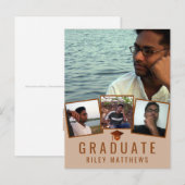 Carte Postale Faire-part de remise de diplôme moderne cuivre 4 p (Devant / Derrière)