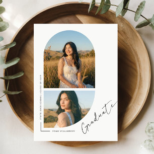 Carte Postale Faire-part de remise de diplôme moderne noir et bl